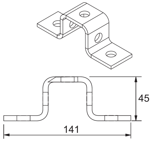 MSP 228 Прямоугольная скоба для профиля MS 4141 горячий цинк MSP 228 Прямоугольная скоба для профиля MS 4141 горячий цинк