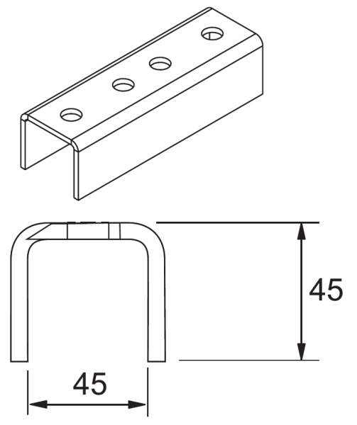 MSP 231 Канальный внешний соединитель для профиля MS 4141 горячий цинк MSP 231 Канальный внешний соединитель для профиля MS 4141 горячий цинк
